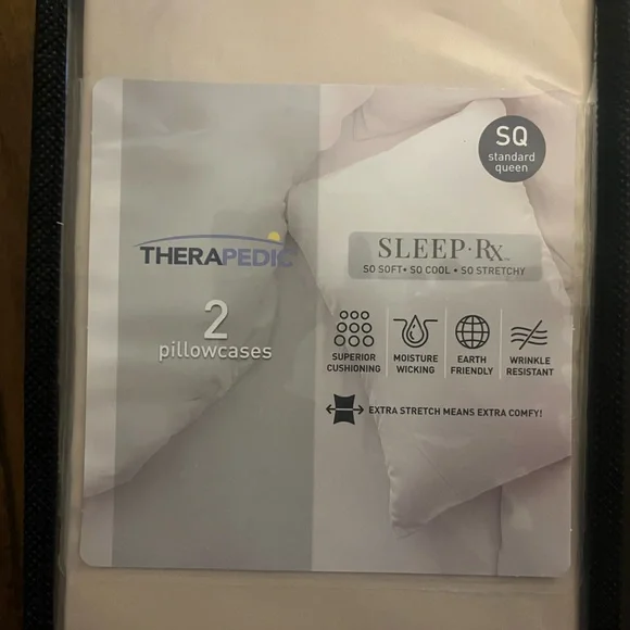Therapedic Sleep-Rx Square Pillowcases Set in Cream - 2 Pack - Picture 2 of 3